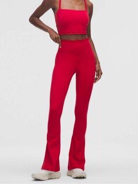 NWOT Lululemon New Release Nulu Ruffle-Trim Flared Pant Leggings in Red size 4
